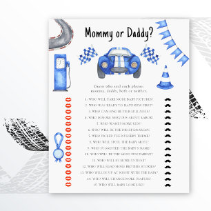 Race car baby shower - mommy or daddy game
