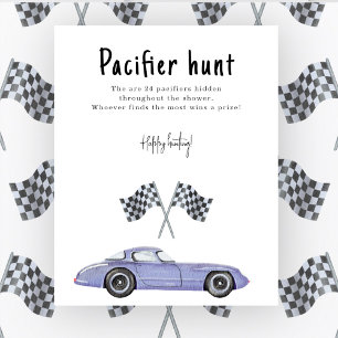Race car baby shower Pacifier hunt game Poster