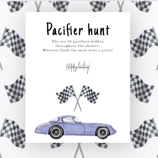 Race car baby shower Pacifier hunt game Poster (Creator Uploaded)