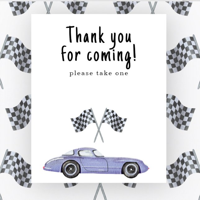 Race car baby shower Thank you for coming Poster (Creator Uploaded)