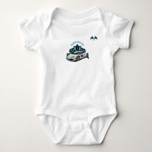 Race car baby white bodysuit