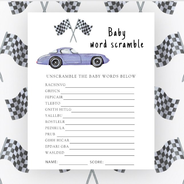 Race car - Baby Word Scramble Game (Creator Uploaded)