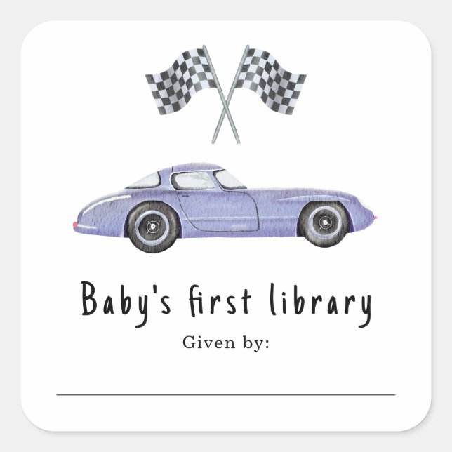 Race car - Baby's first library Square Sticker (Front)