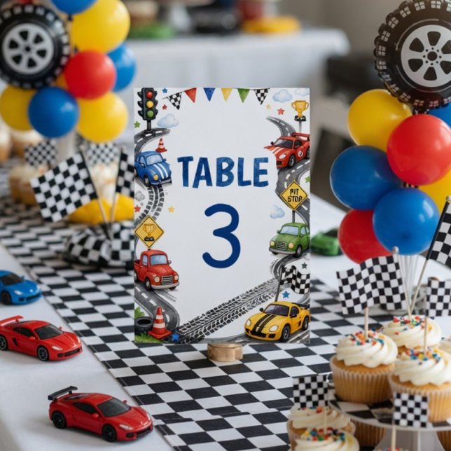 Race Car Birthday Car Party  Table Number (Creator Uploaded)