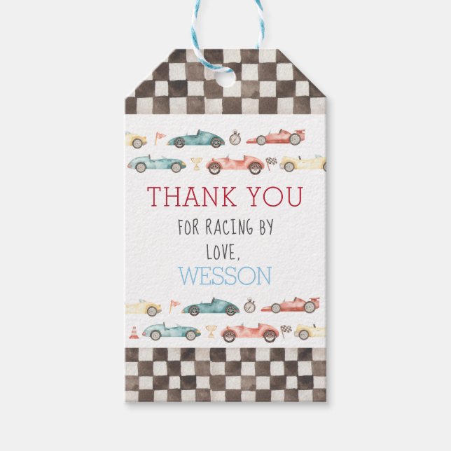 Race Car Birthday Favour Tags (Front)