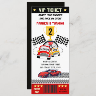  Race Car Birthday Invitation