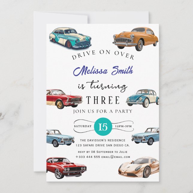 Race Car Birthday Invitation (Front)