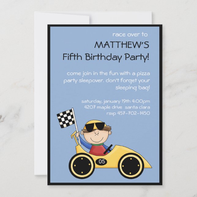 Race Car Birthday Invitation (Front)
