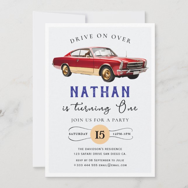 Race Car Birthday Invitation (Front)