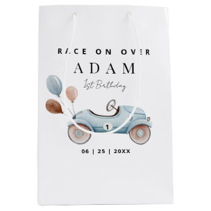 Race Car Birthday Invitation, Fast One Birthday Medium Gift Bag