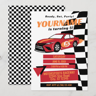 Race Car Birthday Invitation (Red)
