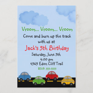 Race Car Birthday Invitations