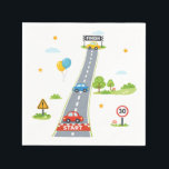 Race Car Birthday Kids Racing Party Napkin<br><div class="desc">Get ready to race! These fun race car birthday napkins feature a playful road track design with START and FINISH details, colourful cars, balloons, and party elements - perfect for a kids racing themed birthday celebration. Ideal for cake tables, snacks, drinks, and party decor. Pair with matching invitations, banners, stickers,...</div>