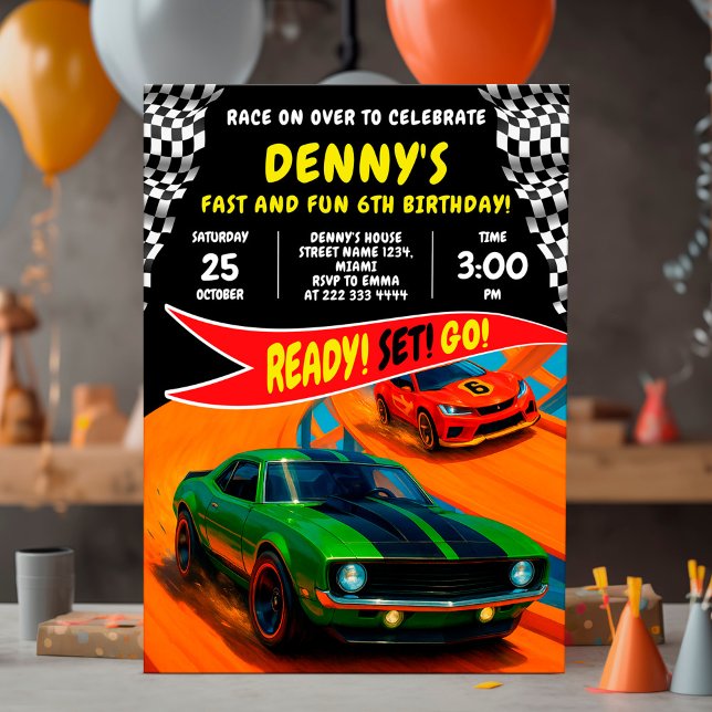 Race car birthday party design invitation (Creator Uploaded)