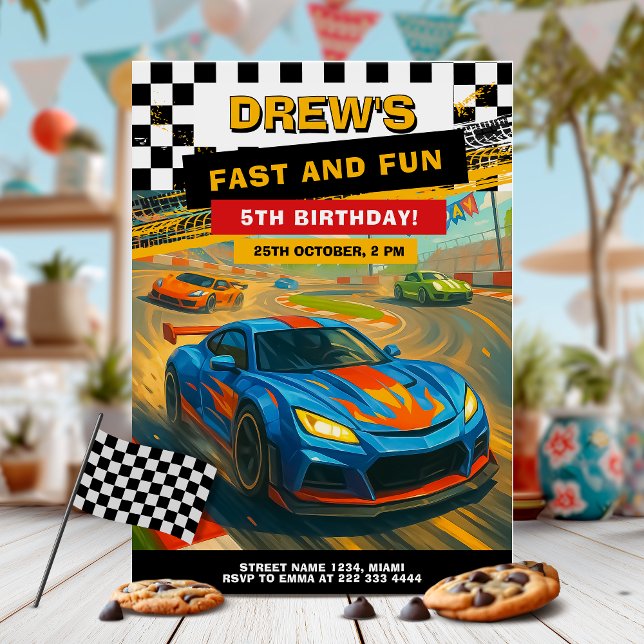 Race Car Birthday Party Design Invitation (Creator Uploaded)