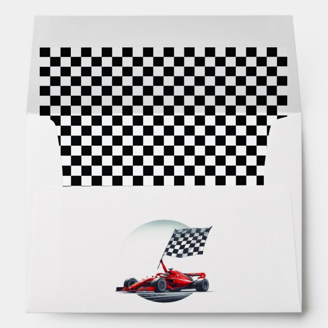 Race Car Birthday Party Envelope (Back (Bottom))