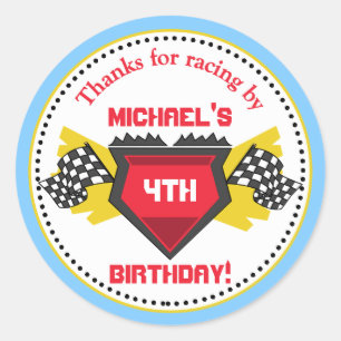Race Car Birthday Party Favour Stickers