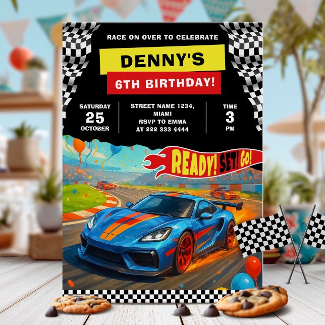 Race Car Birthday Party Fun  Invitation (Creator Uploaded)