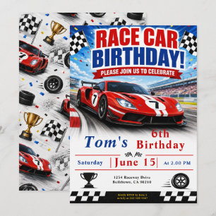 Race Car Birthday Party Invitation