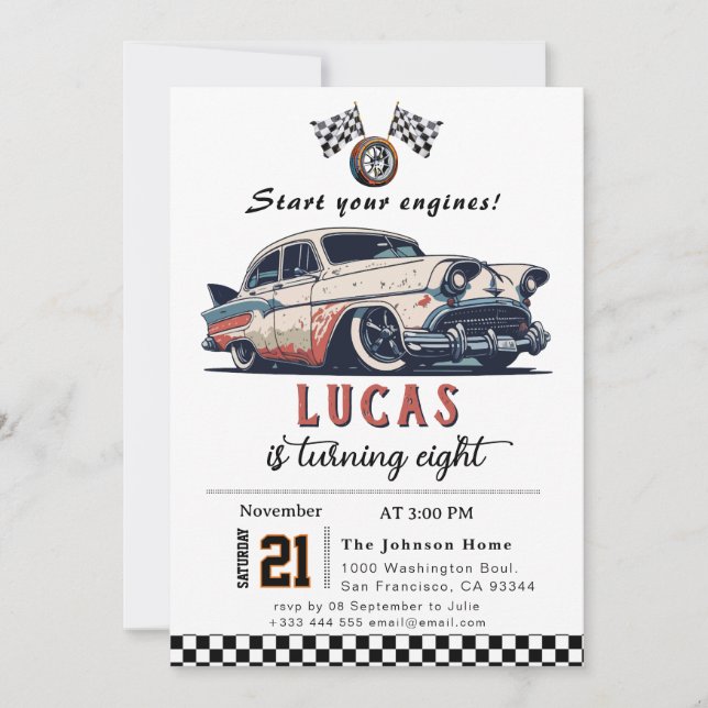 Race Car Birthday Party  Invitation (Front)