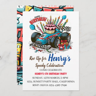 Race Car Birthday Party Invitation