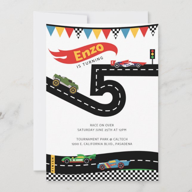 Race Car Birthday Party Invitation (Front)