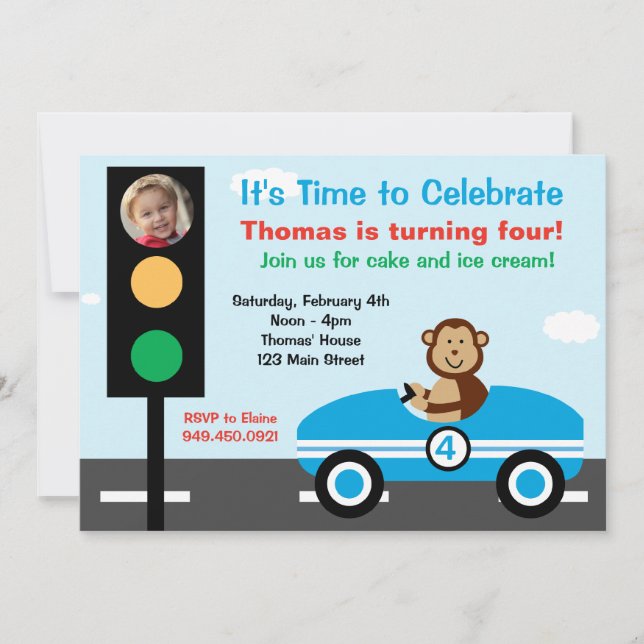 Race Car Birthday Party Invitation (Front)