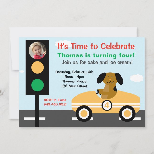 Race Car Birthday Party Invitation (Front)