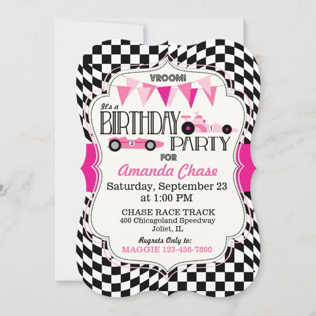 Race Car Birthday Party Invitation Card (Front)