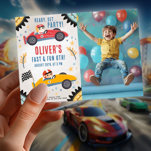 Race Car Birthday Party, Kids Racing Theme Invitation (Creator Uploaded)