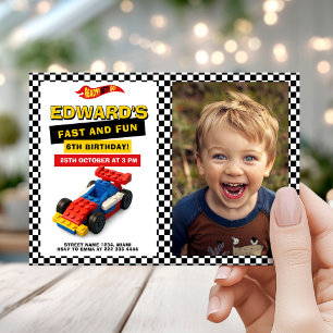 Race Car Birthday Party Photo  Invitation