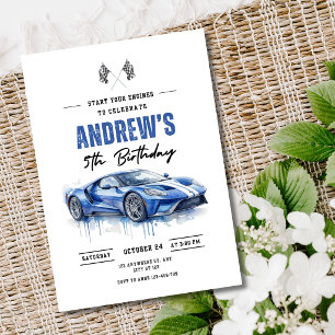 Race Car Birthday Party Racing Boy Fast Cars Theme Invitation