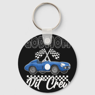 Race car birthday party racing family godmom pit key ring