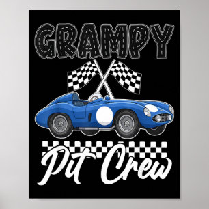 Race car birthday party racing family grampy pit poster