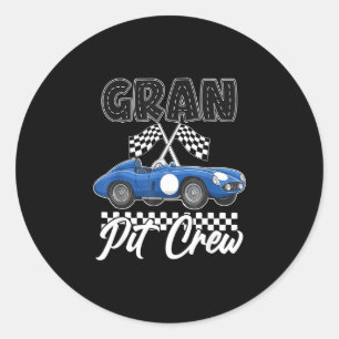 Race car birthday party racing family gran pit classic round sticker
