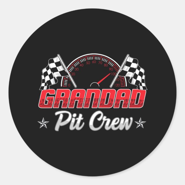 Race Car Birthday Party Racing Family Grandad Pit  Classic Round Sticker (Front)