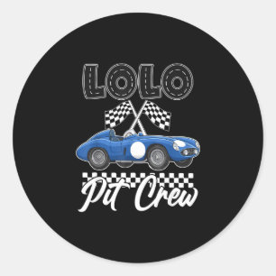 Race car birthday party racing family lolo pit classic round sticker
