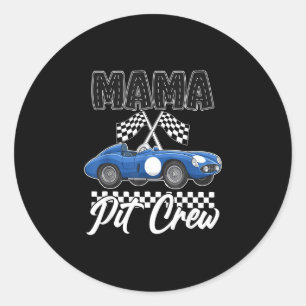 Race car birthday party racing family mama pit classic round sticker