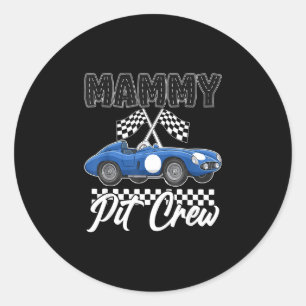 Race car birthday party racing family mammy pit classic round sticker