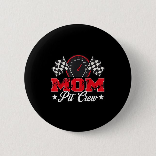 Race Car Birthday Party Racing Family Mum Pit Crew 6 Cm Round Badge (Front)