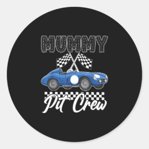 Race car birthday party racing family mummy pit classic round sticker
