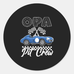 Race car birthday party racing family opa pit crew classic round sticker