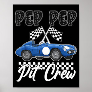 Race car birthday party racing family pep pep pit poster