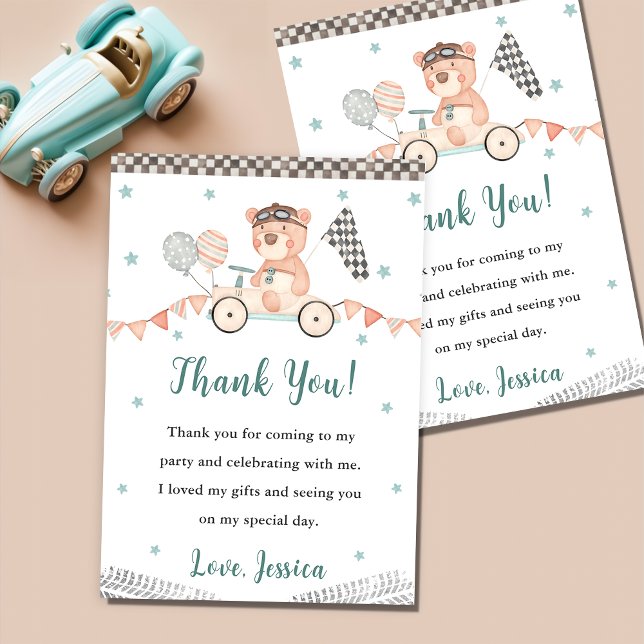 Race Car Birthday Party Thank You Card (Creator Uploaded)