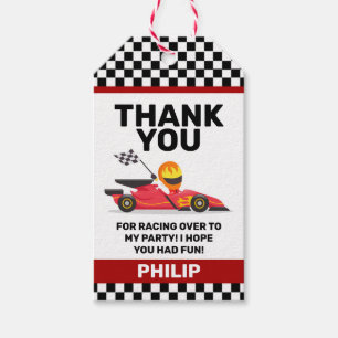 Race Car Birthday Party Thank You Favour Gift Tag