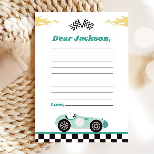 Race Car Birthday Party Time Capsule Note Card
