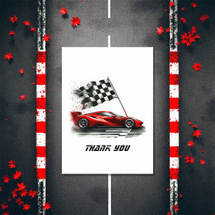 Race Car Birthday Thank You Card