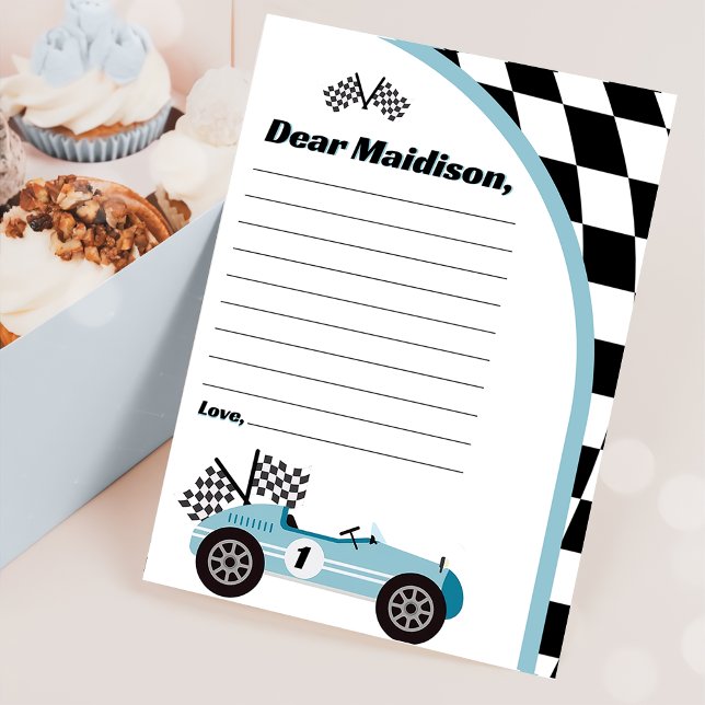 Race Car Birthday Time Capsule Note Card (Creator Uploaded)