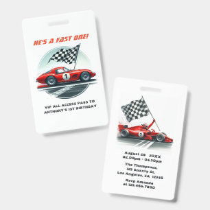 Race Car Birthday VIP Pit Crew Pass ID Badge
