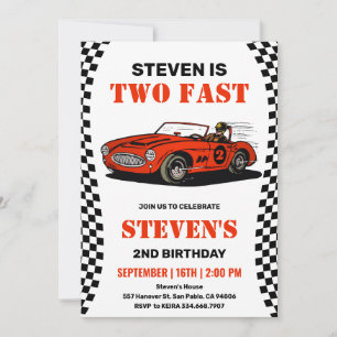 Race Car Boy 2nd Birthday Invitation
